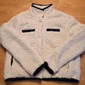 Cozy Cream Sherpa Jacket with Black Accents